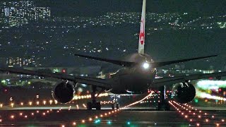 [4K - FZ1000] [伊丹空港・千里川土手] 日本航空/JAL 羽田行き最終便 Boeing 777-289 take-off at Osaka Itami Airport