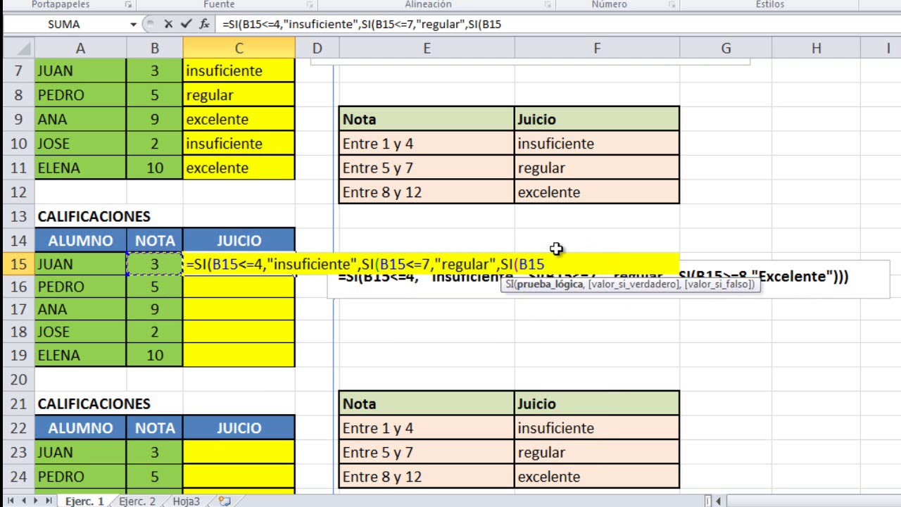 Función SI Anidada - Ejemplo 2 - Curso Especialista En Excel - YouTube