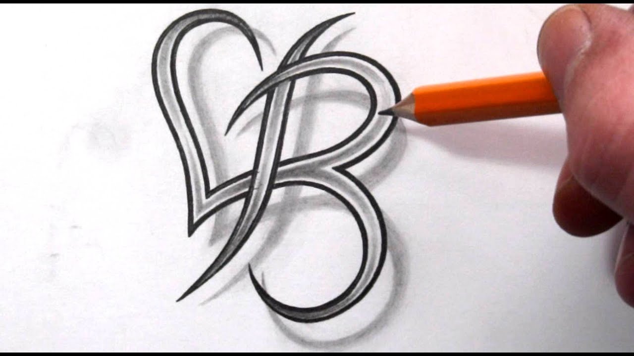 Initial B And Heart Combined Together - Celtic Weave Style - Letter ...