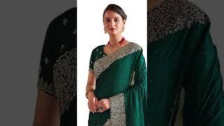 Women's Vichitra Silk Hot Fixing Embroidery Border Saree ₹1,314 #shorts #shorts #fashion #youtube