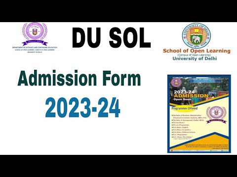 DU Sol UG Admission Form 2023-24 | How To Fill Du Sol BA, Bba, Ug And ...