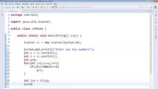 Program #7 Finding LCM of a given two numbers in java