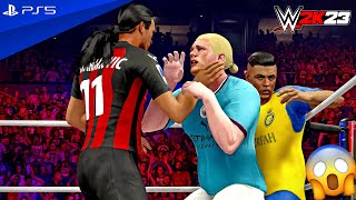 WWE 2K23 - Cristiano vs Messi vs Mbappe vs Haaland vs Zlatan vs Vinicius - Elimination Match | PS5