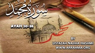 Live Tafsir of Surah Muhammad Ayah 20-38 by Ustazah Najiha Hashmi .www.arrahma.org