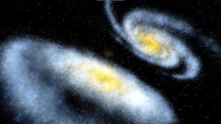 Colisão de gálaxias Andromeda e Via Lactea Universe Sandbox 2