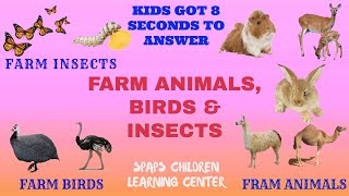 Farm Animals Birds & Insects For Kids | Vocabulary For Kids With Pictures