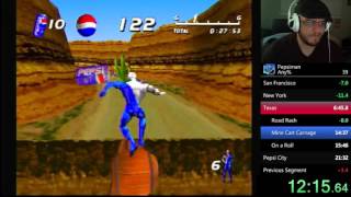 Pepsiman Any% speedrun on console 20:23