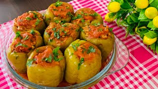 EASY STUFFED BELL PEPPERS With GROUND BEEF AND RICE - ETLİ BİBER DOLMASI - طرز تهیه دلمه مرچ