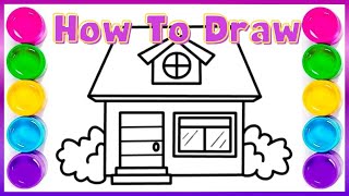How To Draw A Simple House For Kids / How to draw cute fish and color rainbow glitter for kids