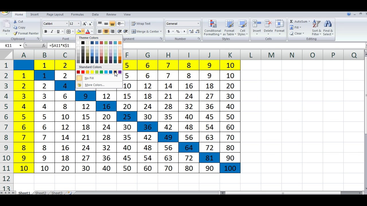 Multiplication Table Excel Template Infoupdate Org