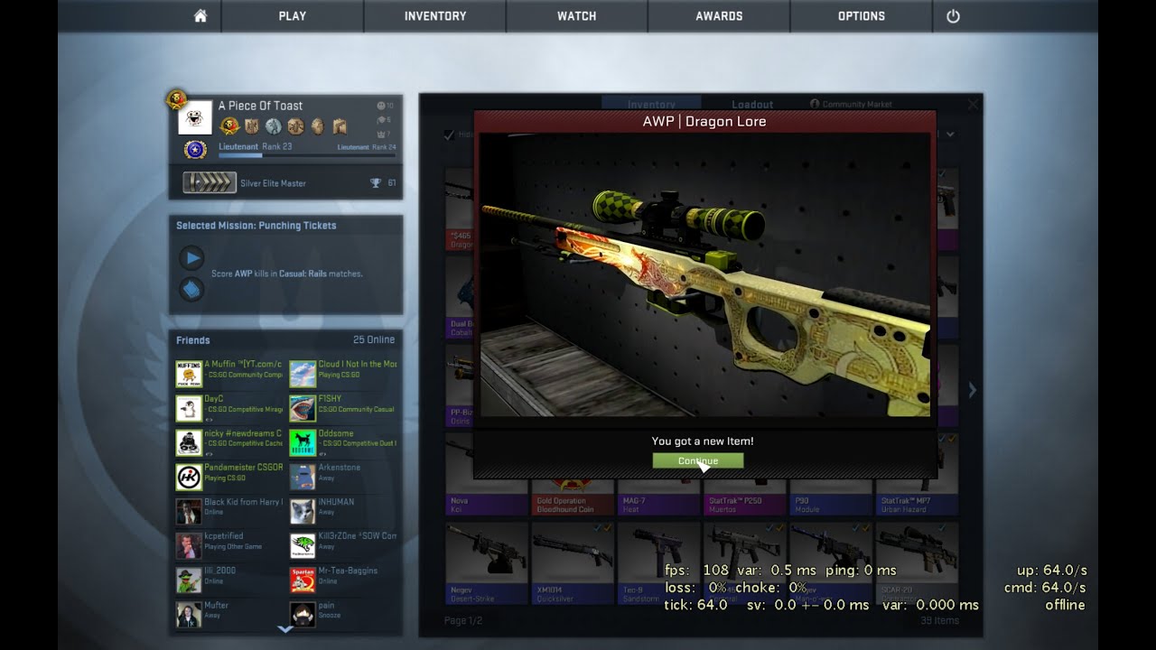 1x Knight AWP Dragon Lore Trade Up Attempt - YouTube