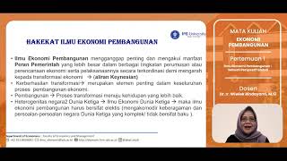 MK Ekonomi Pembangunan I Kuliah 1