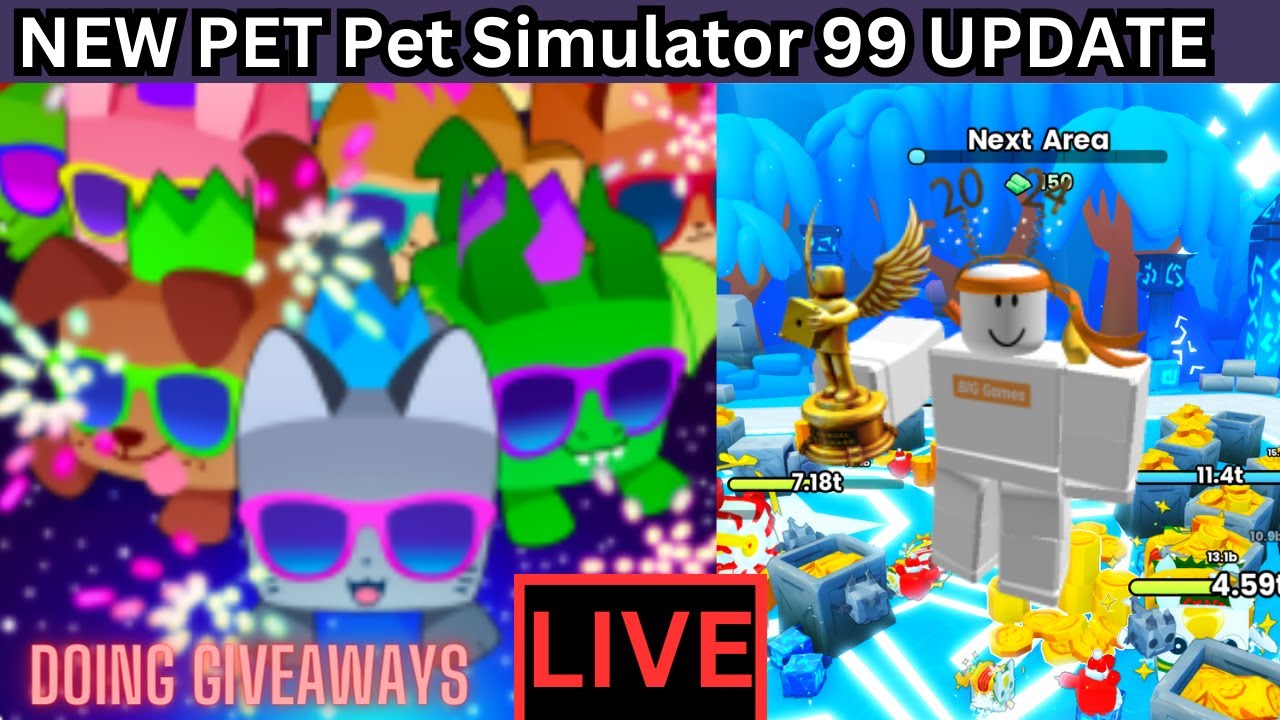 рџ ґliveрџ ґpet Simulator 99 New Update Giveaway Grinding Youtube
