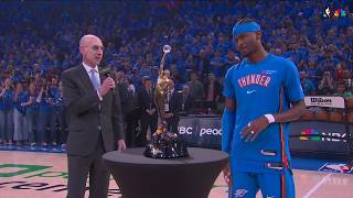 Shai Gilgeous-Alexander receives 2025-26 NBA MVP trophy ahead of Game 1 of the WCF 🏆 | NBA on ESPN