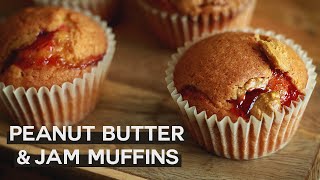 PEANUT BUTTER and JAM Muffins Recipe | ASMR Cooking