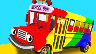 Wheels On The Rainbow Bus | Nursery Rhymes & Kids Songs | Gecko's Garage | Buses For Children