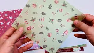 Semi-transparent Chiyogami Origami paper: winter wonderland or Christmas present and Christmas tree