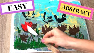 Easy Abstract Painting for Beginners / How To Paint Abstract / Butterflies / Palette Knife Technique