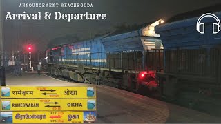 16734 Okha - Rameshwaram Express arrival \u0026 Departure @Kacheguda |Announcement| Gooty WDP4 twins|