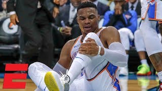 Russell Westbrook sprains ankle in Thunder win vs. Pelicans | NBA Highlights