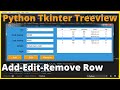 Python - How to Add a Row to Treeview From Entries + Delete and Edit Items in TreeView Tkinter
