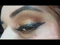 classic golden glitter eye makeup tutorial holiday eye look brown smokey eye makeup