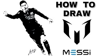 How To Draw Lionel Messi Silhouette Drawing Step By Step - FIFA