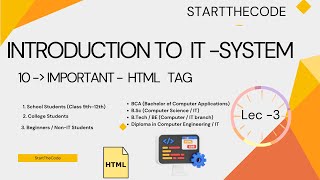 10 Important HTML Tags | Introduction to IT System | Lec 2 | Unit 3 Notes | HTML / BCA / Diploma