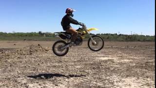 Big dirt bike jump on trail