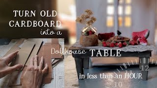 quick, simple DIY cardboard dollhouse furniture ✂️ make your own antique style farmhouse table