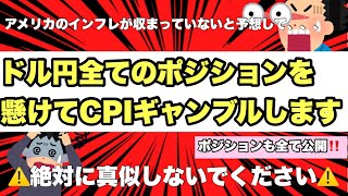 【米国CPI予想】ドル円CPIの結果が良いと予想してCPIギャンブルをします！CPIの結果によって今後のドル円の動きが決まる！！絶対に真似しないで下さい！！