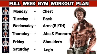 Full Week Gym Workout Plan | Perfect Plan for Best Results | Symmetrical Development |