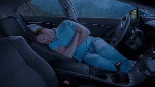Sleep in 3 minutes with the sound of heavy rain and thunderstorms on the car window at night