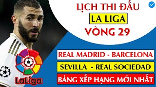 Lịch Thi Đấu Bóng Đá Vòng 29 La Liga | BẢNG XẾP HẠNG MỚI NHẤT | ROUND 29 LA LIGA
