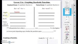 College Algebra 3.1.1 Video 1 Vocabulary