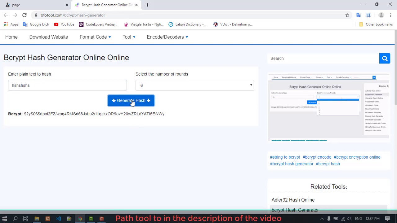 Bcrypt Hash Generator Online Online - YouTube