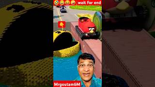 Giant Bollard Pushing Funny Cars Driving on Container Bridge into Pac-Man | BeamNG, Drive