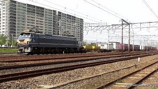 JR貨物　EF66 27号機 5085ﾚ貨物列車と吹田機関区入区を撮影（H30.4.16）