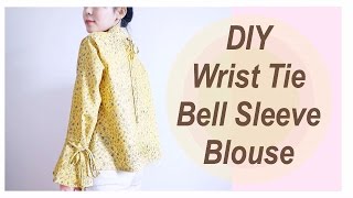 DIY Wrist Tie / Bell Sleeve Blouse / 手作教學 / Costura / Sewing Tutorialㅣmadebyaya