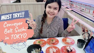 Trying CONVEYOR BELT SUSHI RESTAURANT in Japan! SUSHI FOR ONLY ¥110!