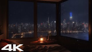 A Rainy Night in a Luxury Bedroom in New York ⛈️ Rain On The Window Helps You Sleep In 5 Minutes 😴