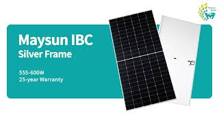 Maysun IBC Solar Panel - Silver Frame | 555-600W | 182mm 144 cells