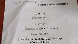 FYUGP HISTORY GEC 1st Semester question paper of 2023 of Dibrugarh University