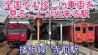 【珍しい車両が活躍する】播但線 寺前駅の構内風景と発着する列車（キハ41・103系3500番台）