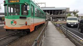 とさでん　路面電車　日暮れのタイミング　高知駅前電停　2023/12/06