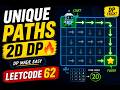 Grid Unique Paths LeetCode 62 | Recursion to DP | Easy Explanation | Tabulation + Space Optimization