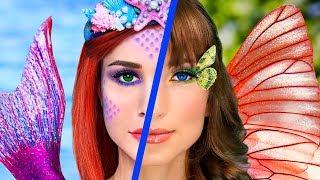 Makeup Challenge! 8 DIY Mermaid Makeup vs Butterfly Makeup