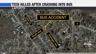 Teen killed after crashing into bus in LaPorte