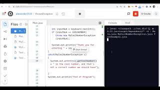 Object Oriented Programming using Java - Exception Handling and Creating your own Exception classes.