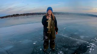 Ice fishing the Night Bite for Wisconsin Walleyes using Tip Ups!